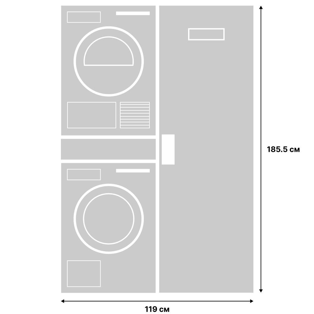 Комплект Logic 22 (стиральная машина Asko W4086C.T/3 + сушильная машина  Asko T408HD.T.P + сушильный шкаф Asko DC7784 V.S + выдвижная полка Asko ...